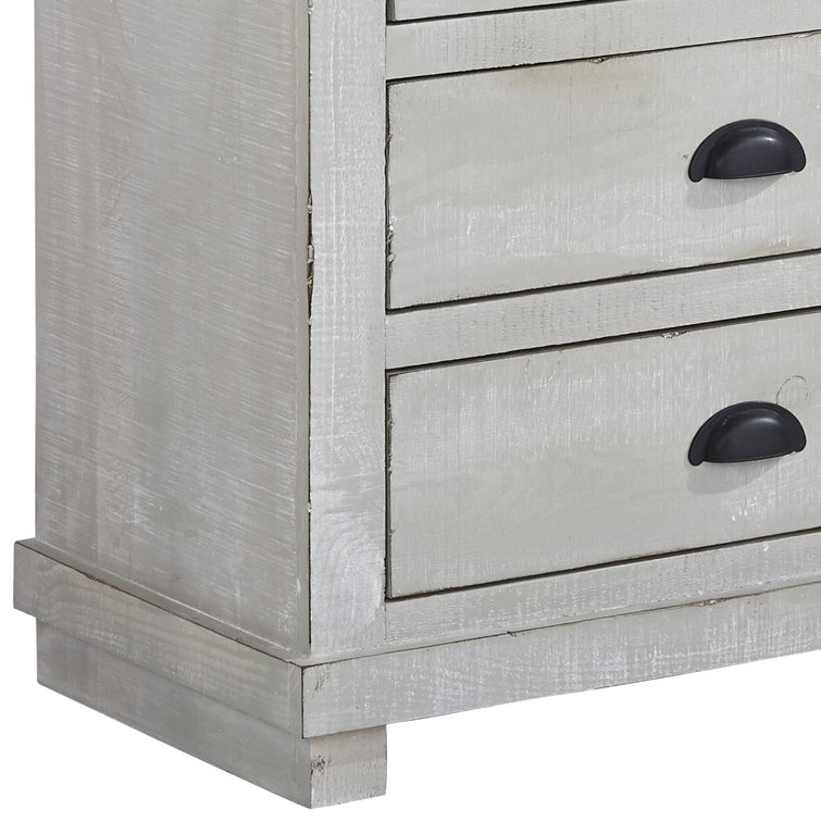 Transitional Gray Chalk 3-Drawer Solid Pine Nightstand