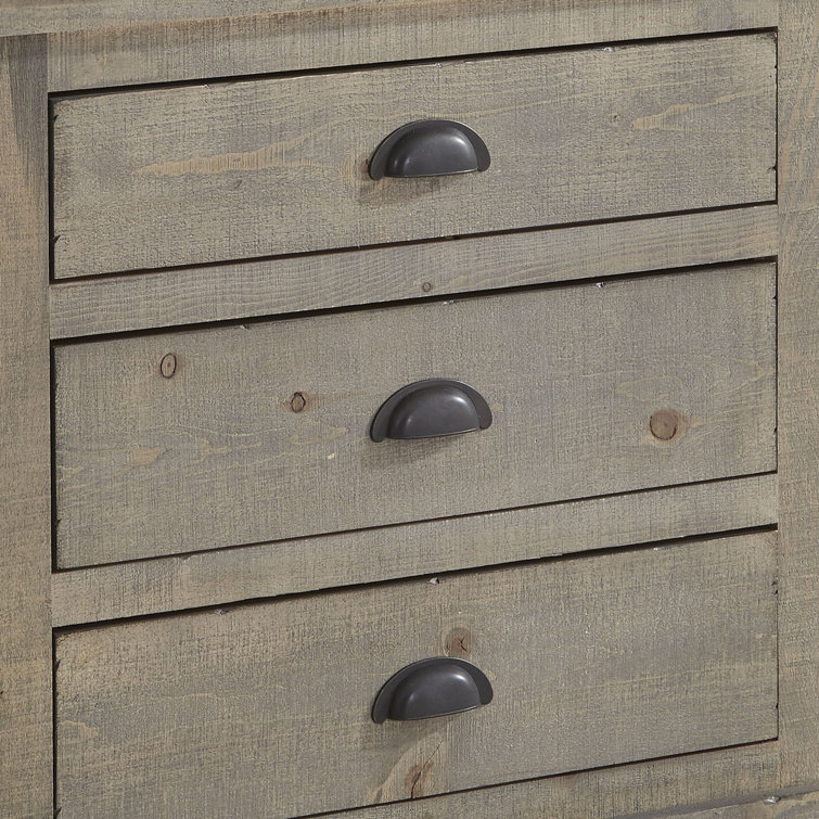 Rustic Brown 3-Drawer Weathered Pine Nightstand