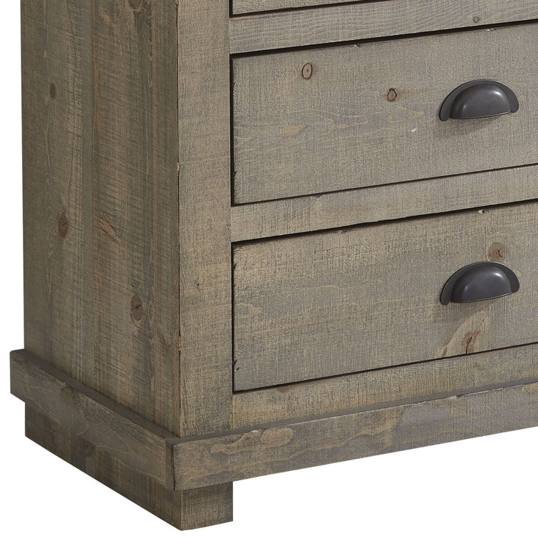 Rustic Brown 3-Drawer Weathered Pine Nightstand
