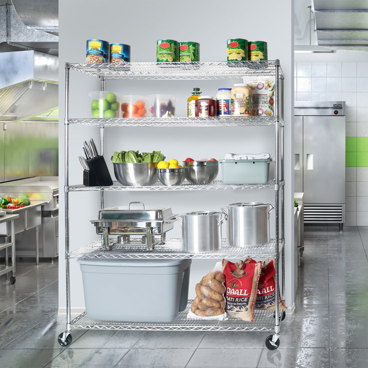 UltraDurable 5-Tier Steel Shelving with Wheels, 60" W x 24" D