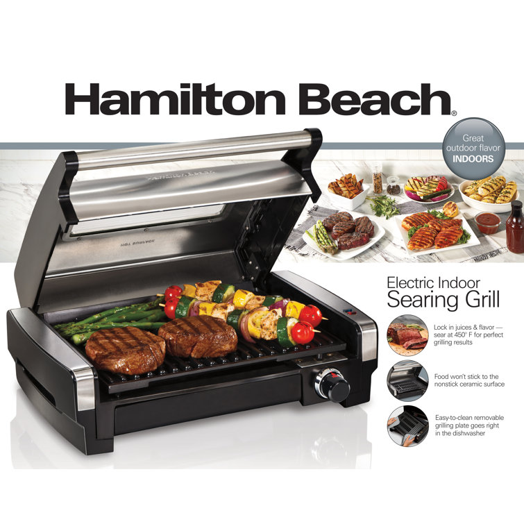 Stainless Steel Electric Indoor Searing Grill with Viewing Window
