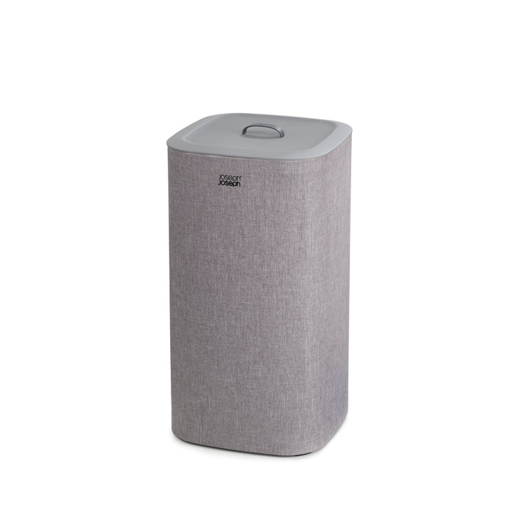 Gray 60L Dual Compartment Laundry Basket with Lid