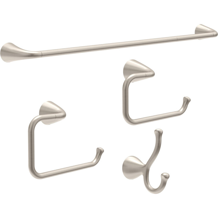 Arvo Brushed Nickel 4-Piece Bath Hardware Set with Towel Bar
