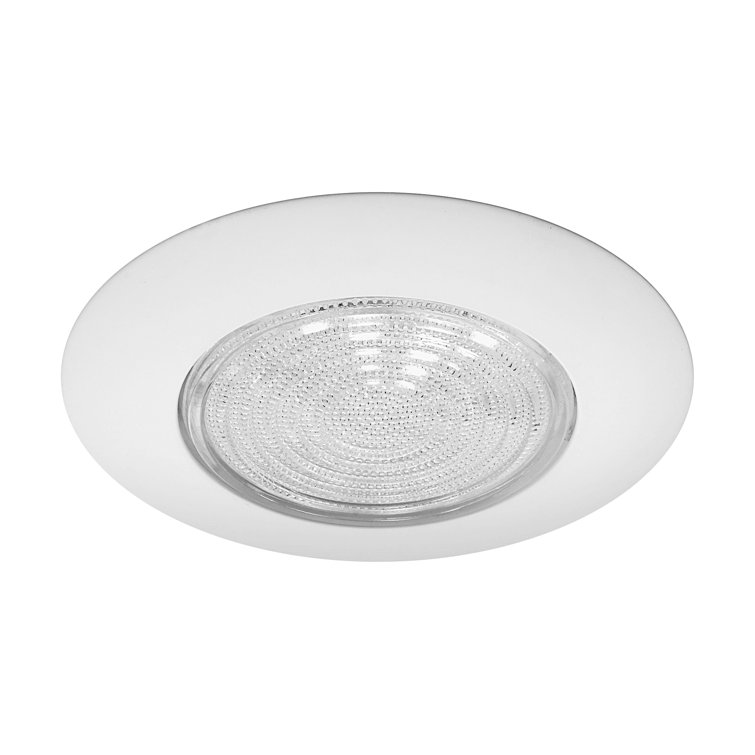 6'' White Glass Shower Recessed Trim with Fresnel Lens