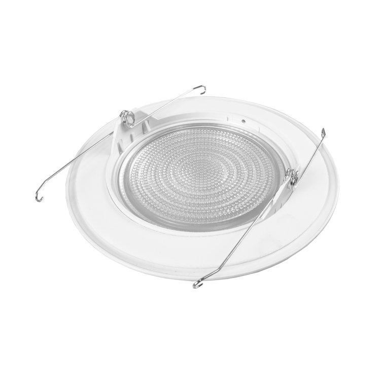 6'' White Glass Shower Recessed Trim with Fresnel Lens