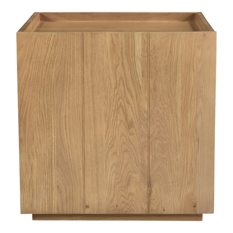 Siegel Solid Oak Plank Nightstand with Cabinet Shelving - Natural