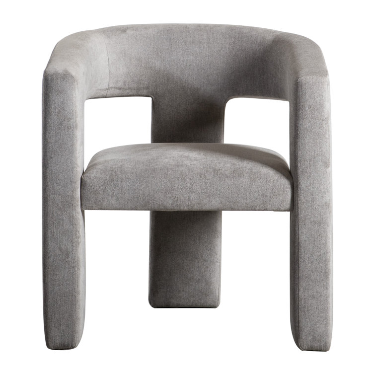 Gray Velvet Barrel Chair with Round Arms