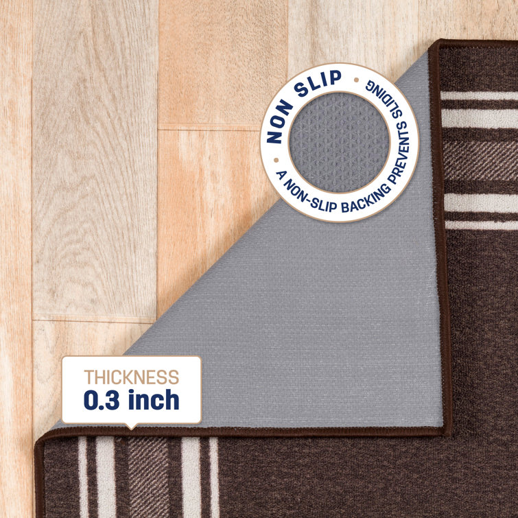 Brown and White Non-Slip Synthetic Rectangular Area Rug 8' x 10'