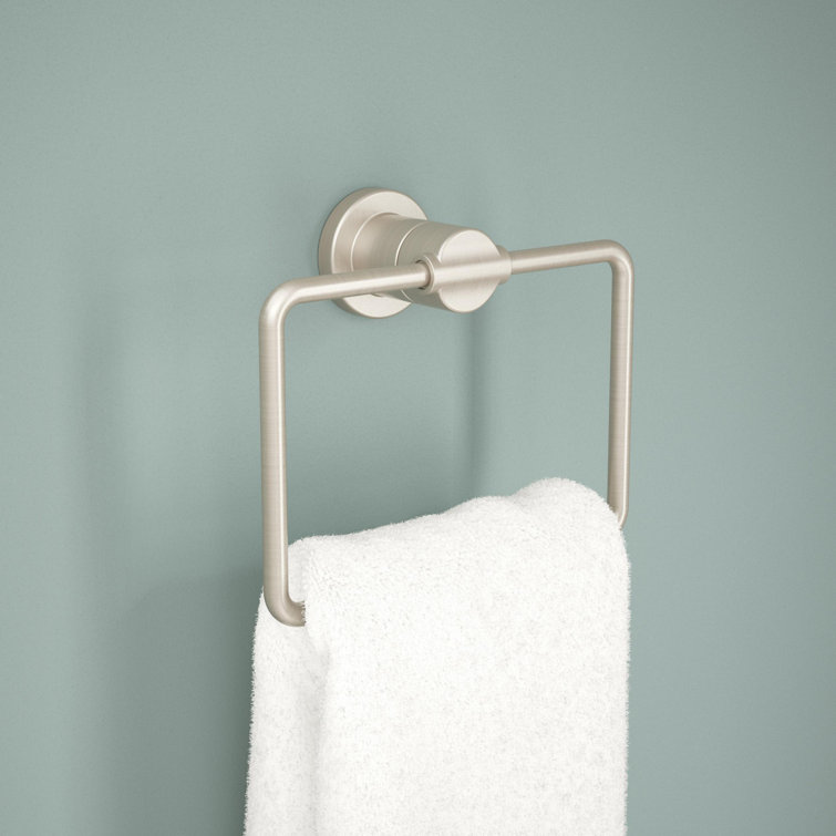 Spotshield Brushed Nickel Rectangular Wall Mounted Towel Ring
