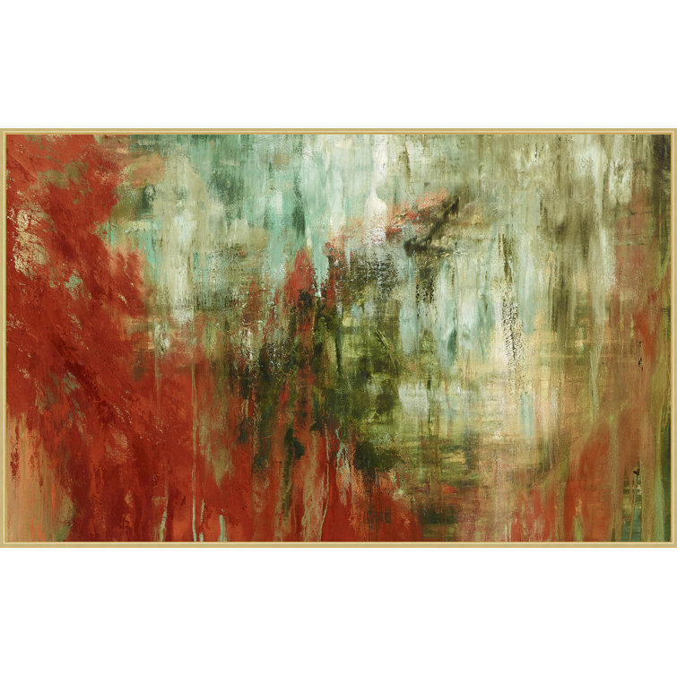 Large Gold Framed Abstract Landscape Oil Painting on Canvas