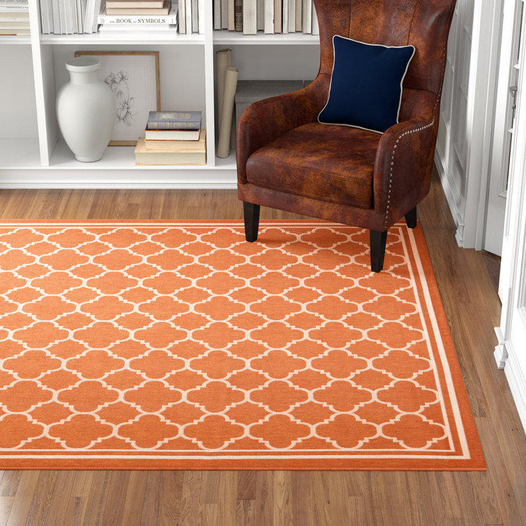 Terracotta & Bone Synthetic Easy-Care Rectangular Rug 8' x 11'