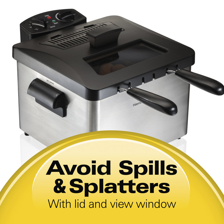Professional-Style Stainless Steel Dual Basket 19-Cup Deep Fryer