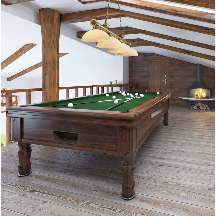 Elegant Brass 4-Light Billiard Pendant with Golden Mottle Shades