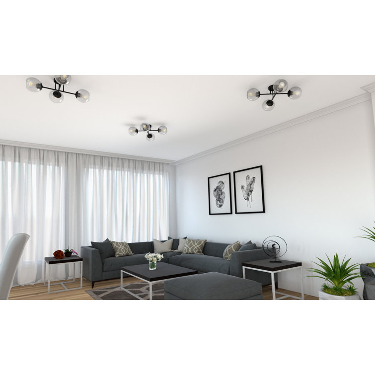 Jamie 25" Black Glass Globe Semi-Flush Mount Light
