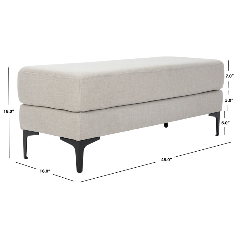 Elsie Transitional Light Grey Linen and Black Wood Bench