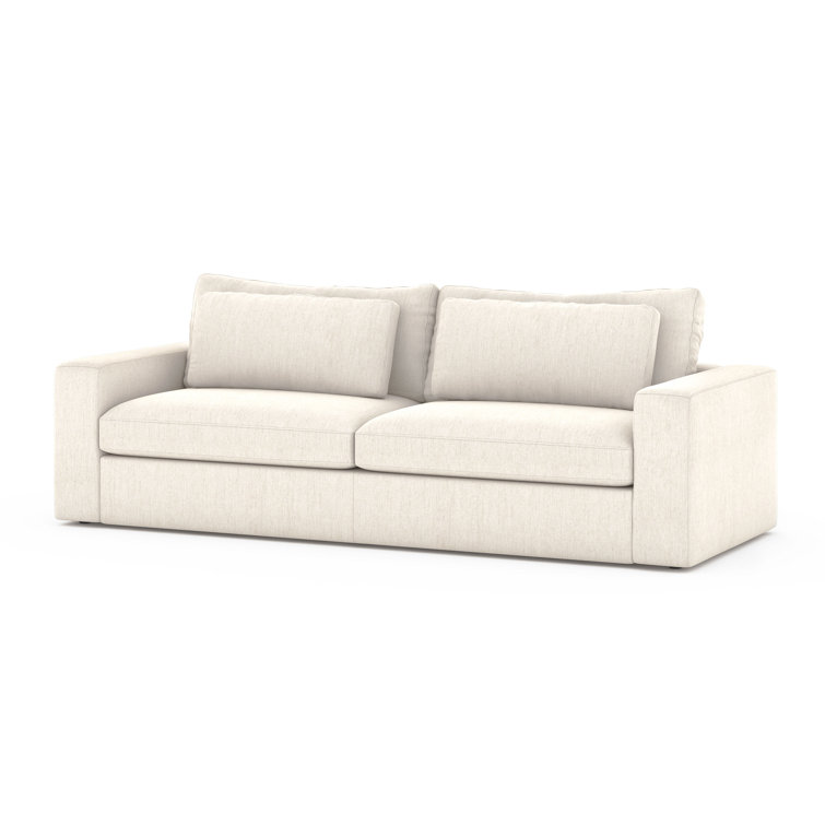 Contemporary Cream Queen Sleeper Sofa with Removable Cushions