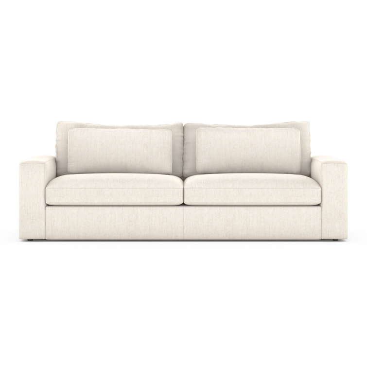 Contemporary Cream Queen Sleeper Sofa with Removable Cushions