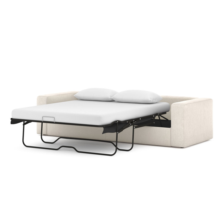 Contemporary Cream Queen Sleeper Sofa with Removable Cushions