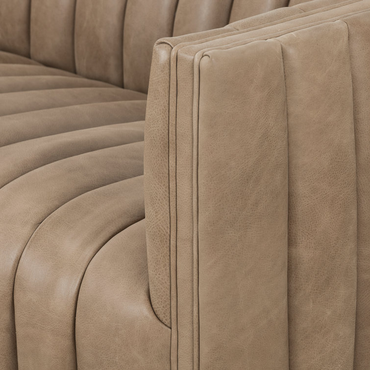 Palermo Drift Tufted Leather Sofa with Wood Frame