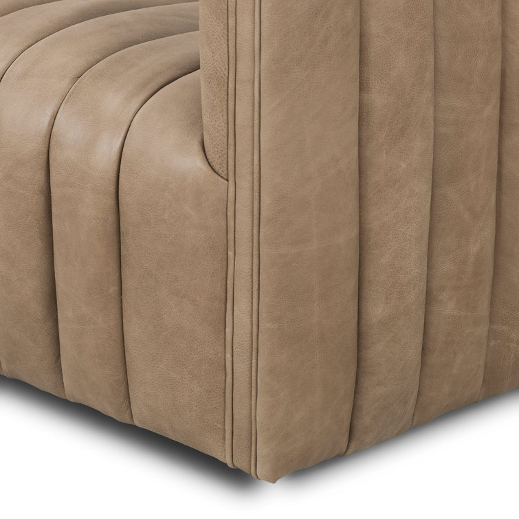 Palermo Drift Tufted Leather Sofa with Wood Frame
