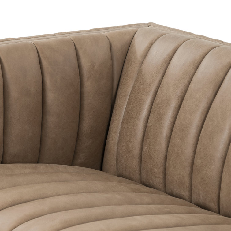 Palermo Drift Tufted Leather Sofa with Wood Frame