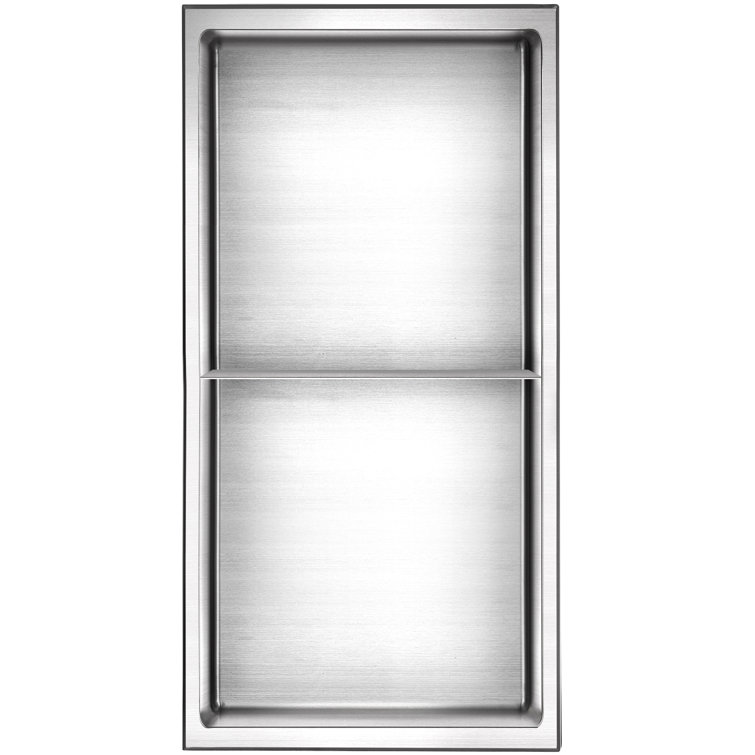 Brushed Stainless Steel Double Shelf Shower Niche 12" x 24"