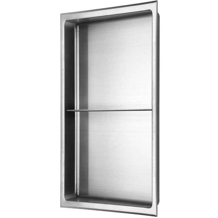 Brushed Stainless Steel Double Shelf Shower Niche 12" x 24"
