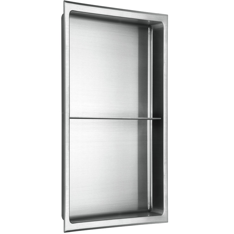 Brushed Stainless Steel Double Shelf Shower Niche 12" x 24"