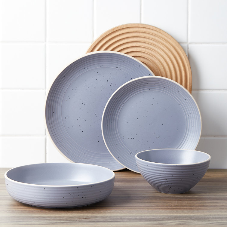 Lauren Light Gray Ceramic 16-Piece Dinnerware Set