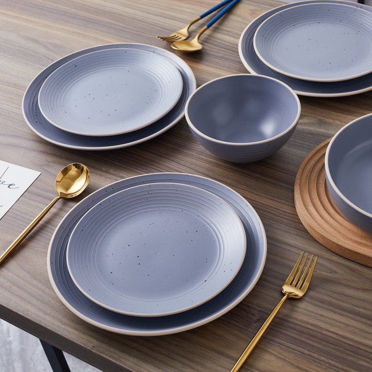 Lauren Light Gray Ceramic 16-Piece Dinnerware Set
