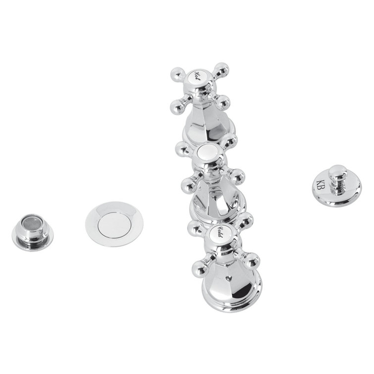 Polished Chrome Three-Handle Brass Bidet Faucet Set