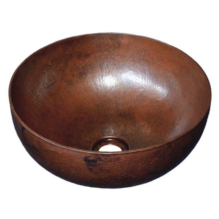 Antique Copper Round Hand-Hammered Vessel Sink