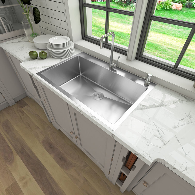 Sinber 33" Stainless Steel Drop-In Single Bowl Kitchen Sink