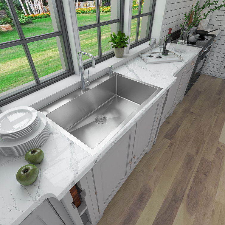 Sinber 33" Stainless Steel Drop-In Single Bowl Kitchen Sink