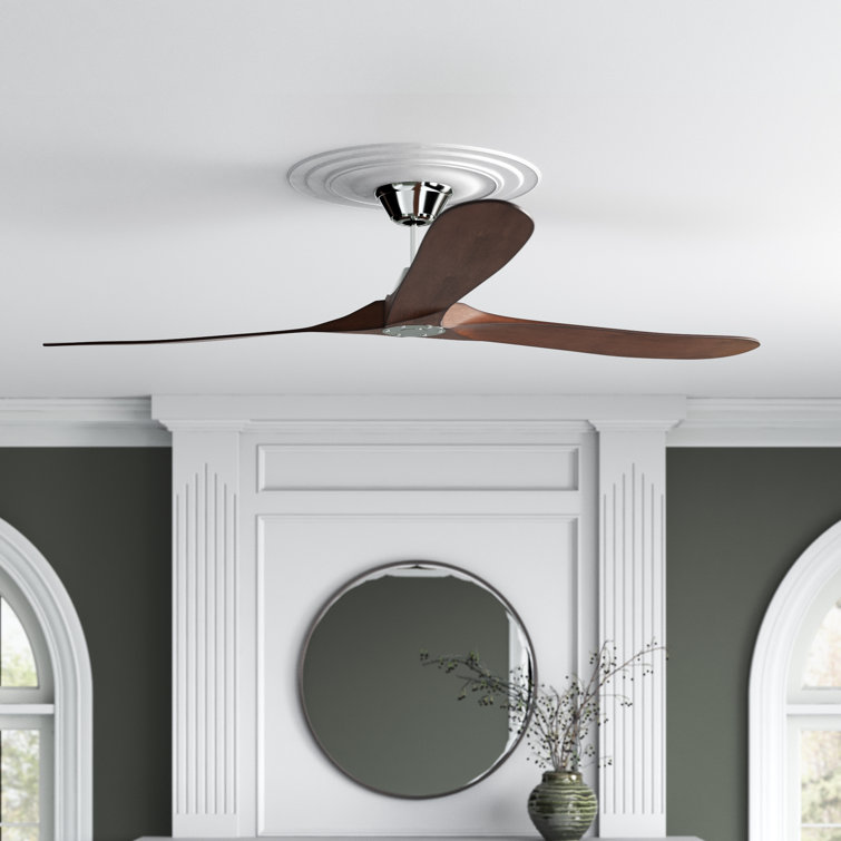 Matte White 88" Ceiling Fan with Brushed Steel and Koa Blades