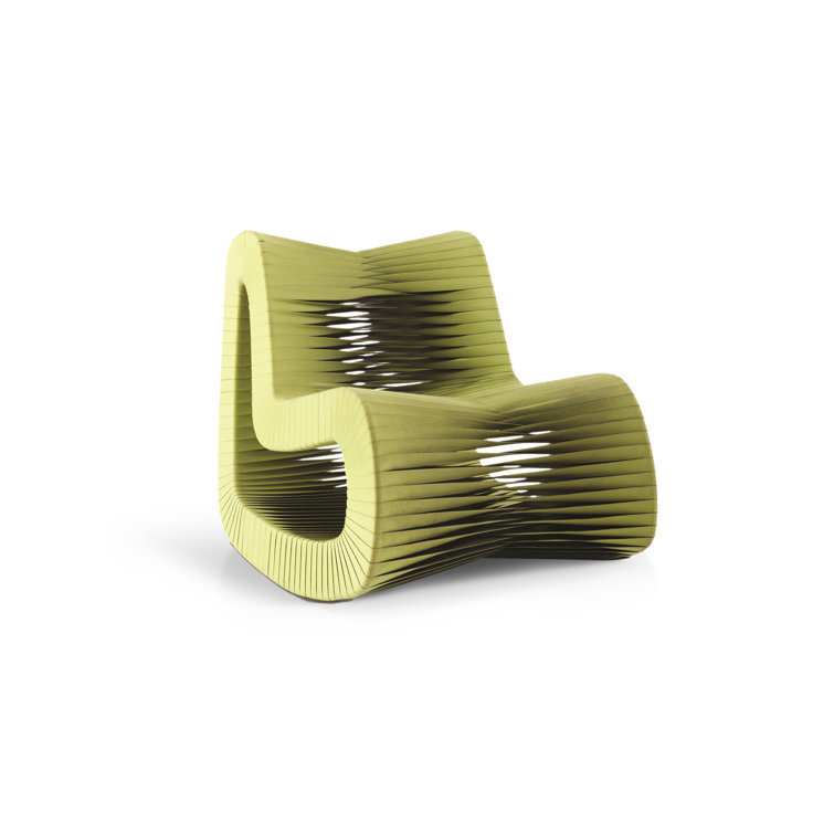 Green Woven Fabric and Metal Glider Chair