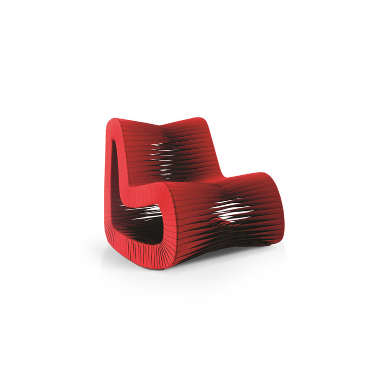Red and Black Woven Fabric Modern Glider Chair