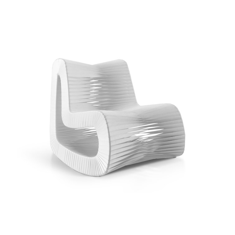 Modern White and Beige Braided Glider Chair, 30"W