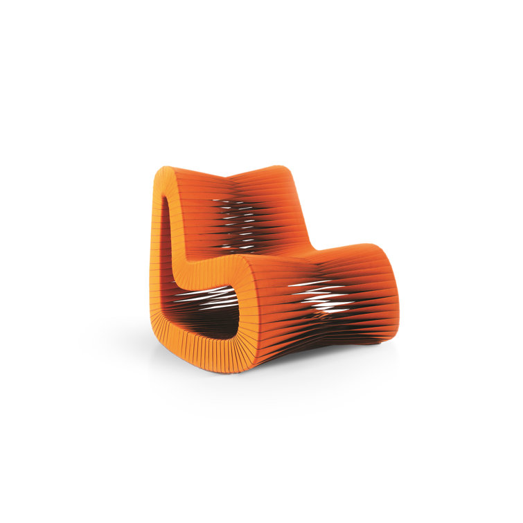 Contemporary Braided Back Glider Chair in Brown and Orange