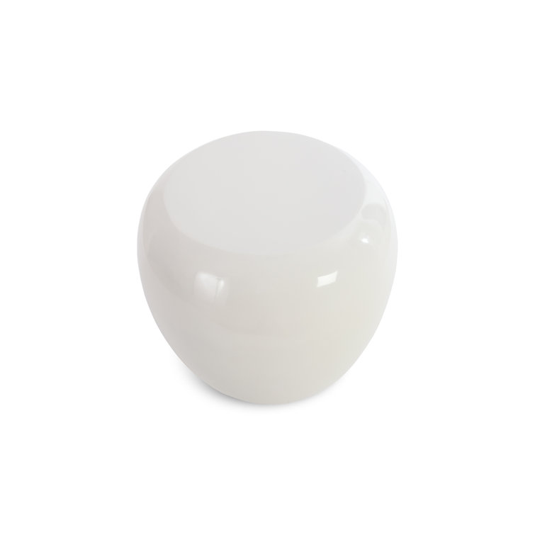 24" White Transitional Round Stone Drum End Table