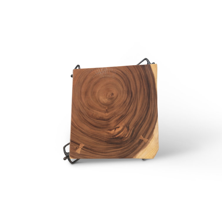 Atlas Rectangular Black and Brown Wood Metal End Table