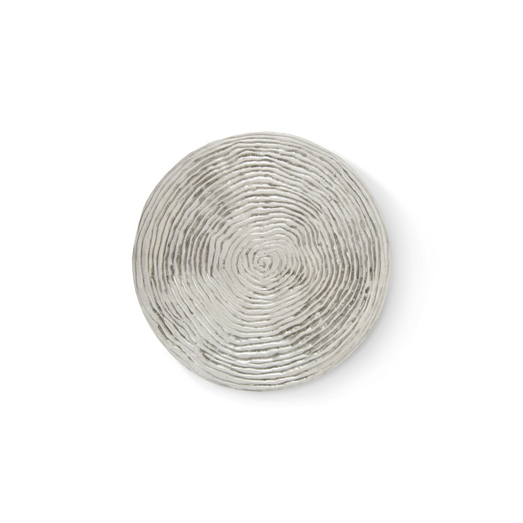 Silver Round Metal Ripple Drum End Table