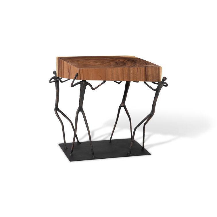 Atlas Rectangular Black and Brown Wood Metal End Table