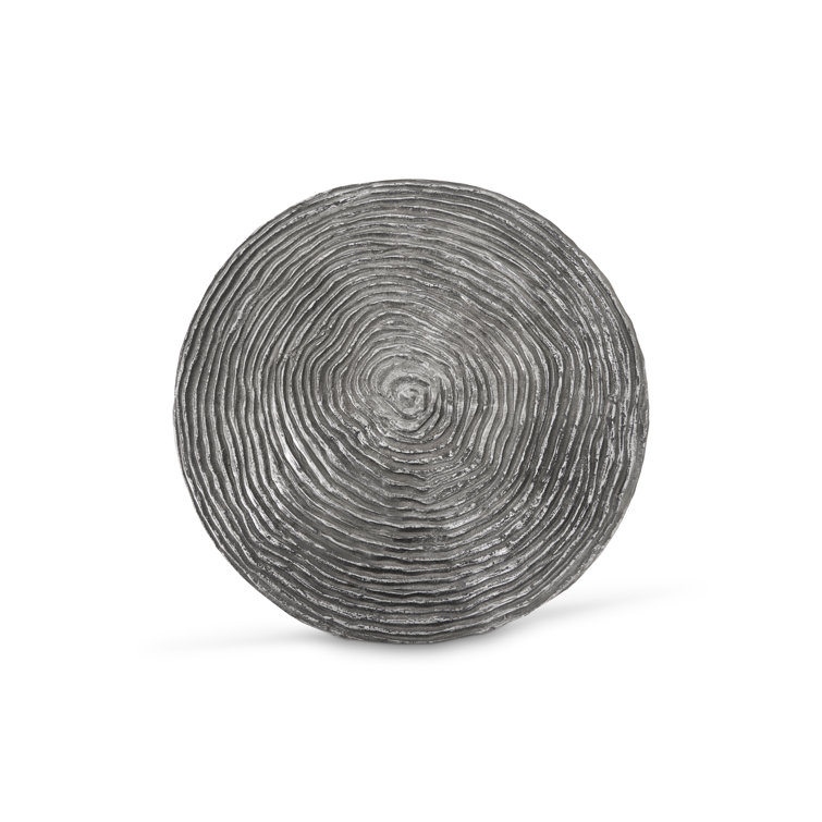 Transitional Ripple Drum Metal End Table in Black/Silver