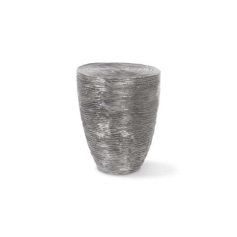 Transitional Ripple Drum Metal End Table in Black/Silver