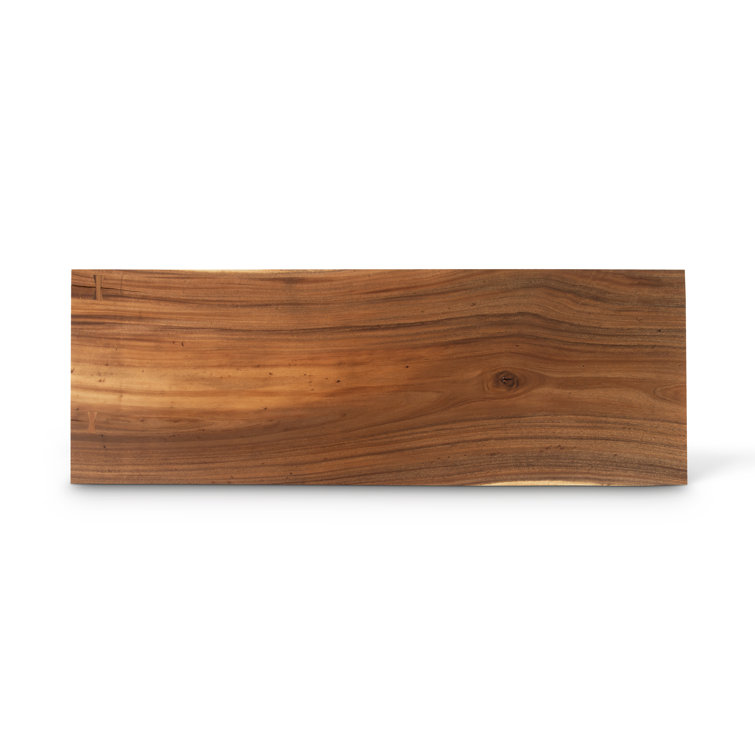 Tapered Natural Wood 72" Console Table with Black Metal Legs