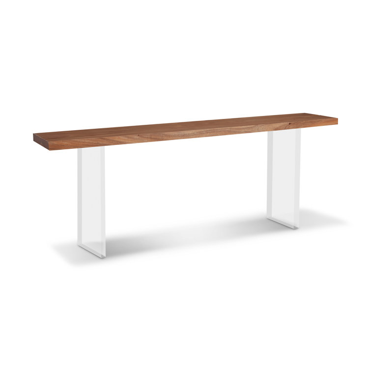 84" Rectangular Brown Wood Console Table with Acrylic Legs