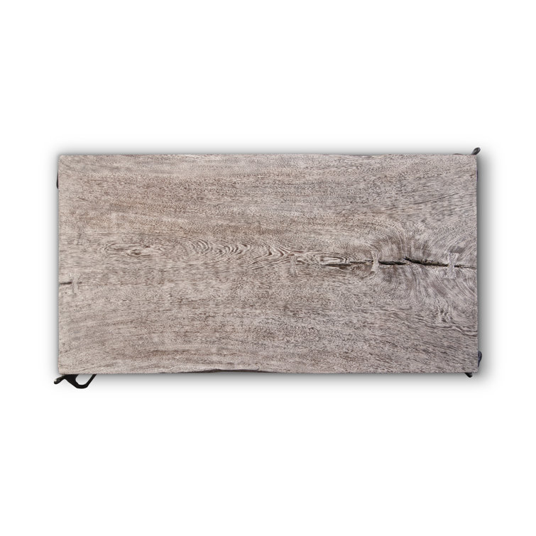 Atlas Gray and Black Solid Wood Rectangular Coffee Table