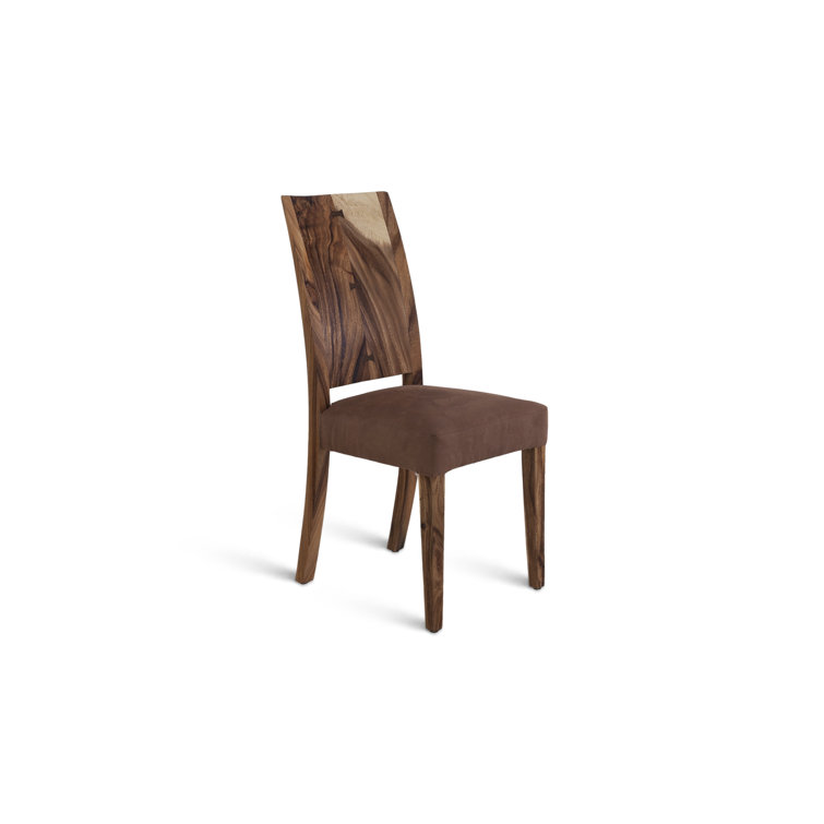 Contemporary High Back Brown Chamcha Wood Side Chair
