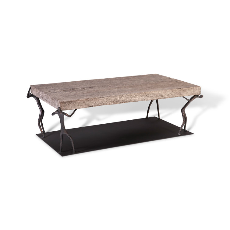 Atlas Gray and Black Solid Wood Rectangular Coffee Table